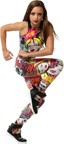 Vista 5 de Alexandra Collection Pow! Polainas deportivas estampadas para mujer