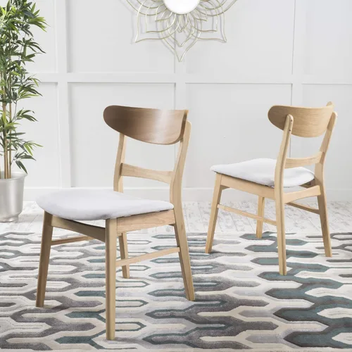 Vista 2 de Christopher Knight Home Idalia - Juego de 2 sillas de comedor, color beige claro y acabado en roble