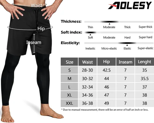 Vista 7 de Aolesy Pantalones de correr 2 en 1 para hombre, pantalones de compresión para entrenamiento de gimnasio para hombre, pantalones deportivos