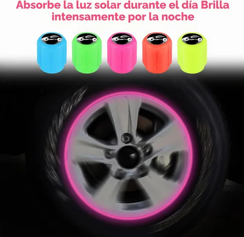 Vista 3 de 20 tapones fluorescentes para válvulas de neumáticos, tapones luminosos para válvula de aire de rueda de automóvil, accesorios de decoración 20Pcs-5