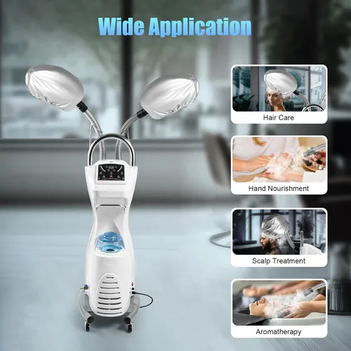 Vista 9 de Vaporizador profesional para el cabello, máquina de teñir el cabello, 110 V, 650 W, 7 en 1, sala rodante, ozono, cuidado del cabello, vaporizador