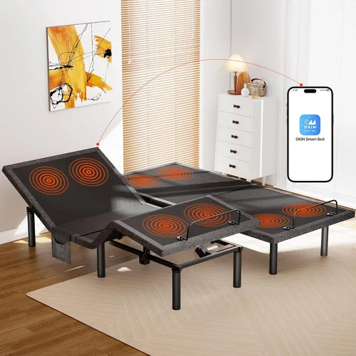 Vista 13 de AMADA HOMEFURNISHING Base de cama ajustable con masaje, base de cama ajustable individual XL controlada por aplicación con 4 puertos USB y luz LED