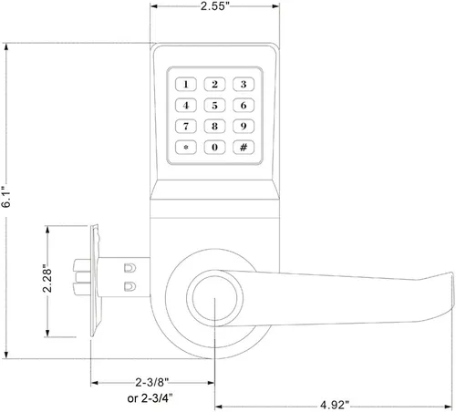 Vista 8 de Cerradura de puerta digital, desbloqueo con tarjeta M1, código y llave, predeterminado para cepillo de níquel de orientación izquierda