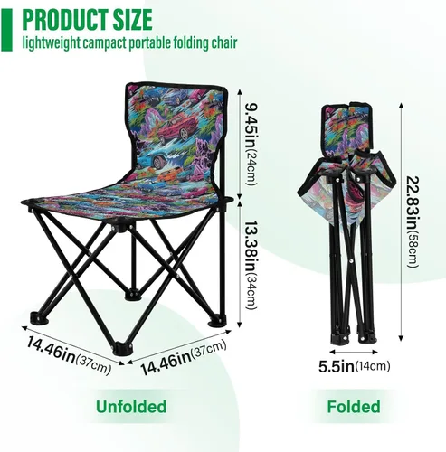 Vista 3 de Al aire libre plegable lindo coche colorido camping sillas para adultos silla de camping portátil silla de césped ligero 202a3139