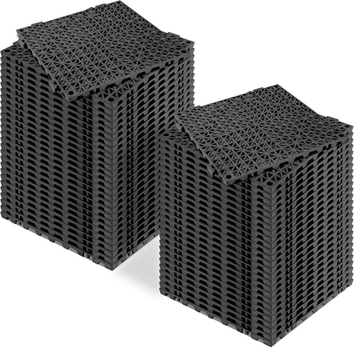 Vista 11 de ToLanbbt Cojín modular entrelazado 8P de 11.8 x 11.8 pulgadas, agujeros de drenaje de goma entrelazados antideslizantes para cubierta, ducha