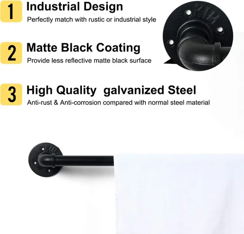 Vista 4 de HouseAid Toallero industrial de 18 pulgadas, toallero rústico de granja, barra de toalla de estilo vintage para baño, montaje en pared, negro mate