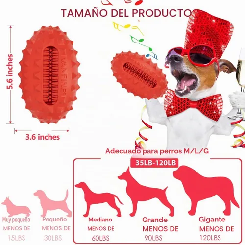Vista 2 de Juguetes chillones para perros, casi indestructibles, resistentes, para que los perros los puedan masticar, para perros grandes o pequeños