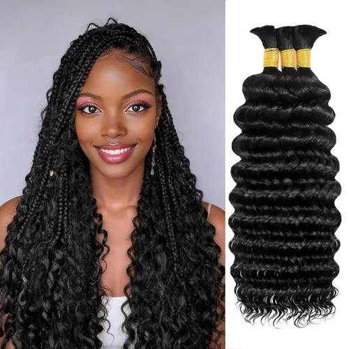 Vista 19 de Cabello humano bohemio, cabello trenzado, 16 pulgadas, 3.53 onzas #1B
