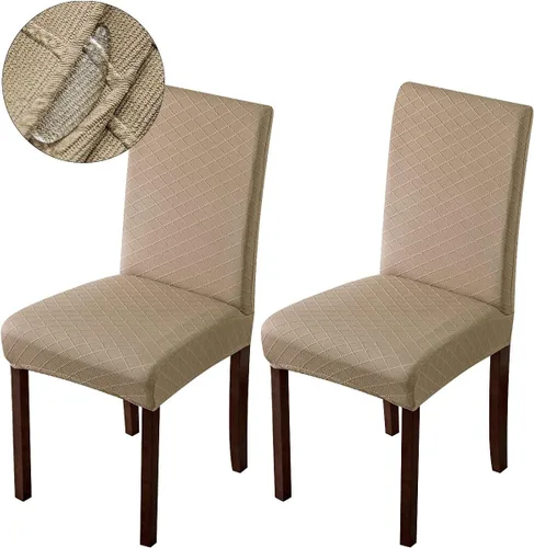 Vista 33 de Genina Fundas impermeables para sillas de comedor, fundas para sillas Parsons de cocina, fundas para sillas Parsons (beige, 2 piezas)