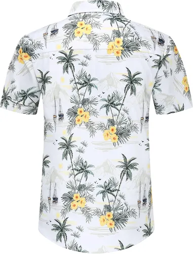 Vista 2 de Nosirhoc Camisa hawaiana para hombre, camisas casuales con botones, camisas de playa para hombre, camisas hawaianas