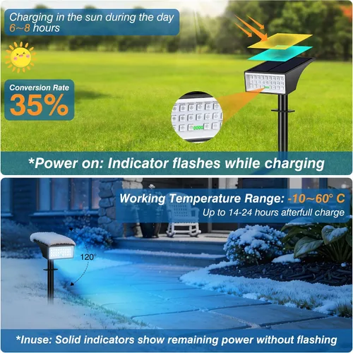 Vista 4 de Focos solares para exteriores con indicador de nivel de batería de 4 LED 2-Blanco fresco