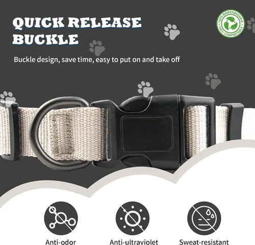 Vista 3 de Collar de perro beige para perros pequeños, transpirable, antiolor y suave, cómodo para cachorros de piel sensible, 90% rayón de bambú, collar