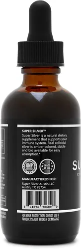 Vista 4 de Super Silver 500 PPM Plata coloidal - Botella de 2 onzas con cuentagotas