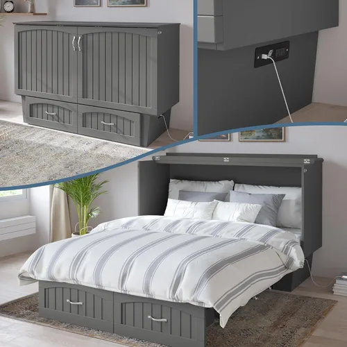Vista 28 de Atlantic Furniture Nantucket Murphy - Cómoda de cama con estación de carga y colchón, individual, expreso, modelo: AC592141 Espresso