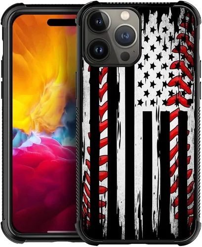 Vista 71 de Funda compatible con iPhone X/XS, diseño de bandera estadounidense de béisbol, TPU suave, a prueba de golpes, de vidrio templado, para iPhone X/XS