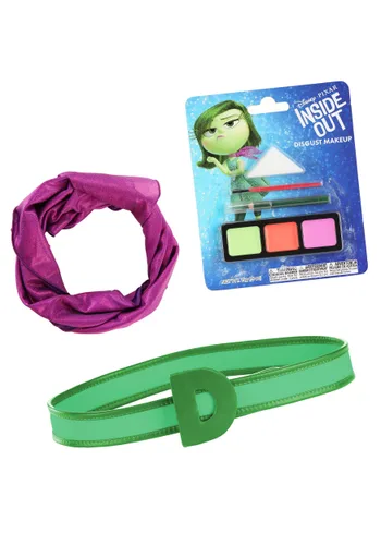 Vista 3 de Kit de disfraz para mujer Disney Inside Out Disgust con peluca, bufanda y cinturón Multicolor