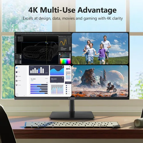 Vista 7 de Z-Edge U27P4K - Monitor de 27 pulgadas 4K IPS Ultra HD 3840x2160, tasa de refresco de 60Hz, monitor de PC para juegos, 100% sRGB, HDMI x 2 y DP x 2