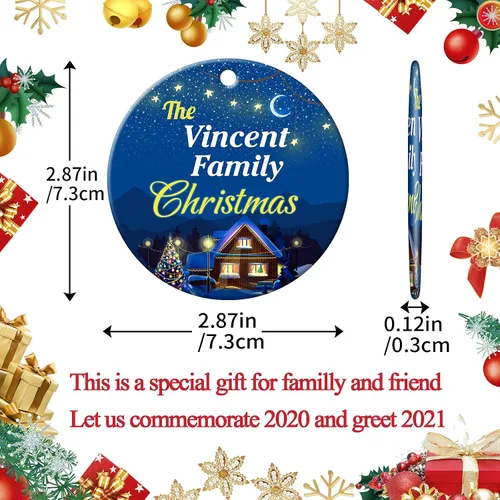 Vista 3 de Adornos de Navidad personalizados para la familia 2023, personaliza tus propios adornos de apellido para Navidad, decoración de árbol colgante