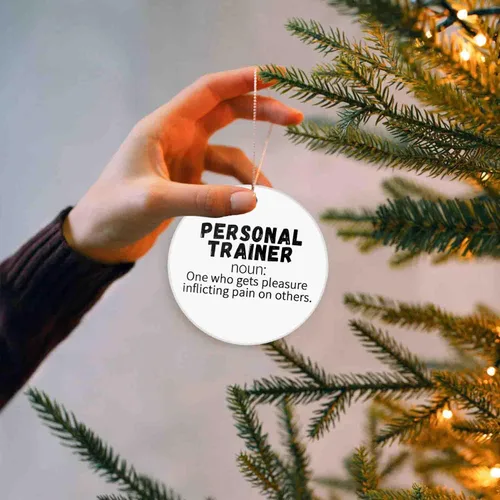 Vista 3 de Adornos de Navidad para la familia, entrenador personal, divertido recuerdo de cerámica para decoración del árbol de Navidad para el hogar