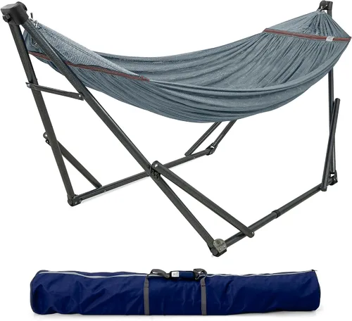Vista 11 de Tranquillo Unity Soporte de hamaca ajustable, soportes para hamacas para el jardín, soporte de hamaca doble de acero de capacidad de 800 libras