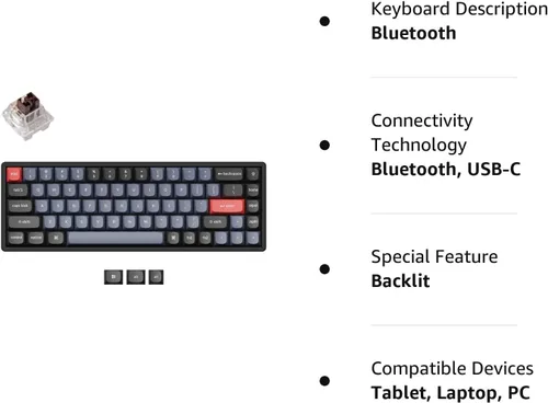 Vista 10 de Keychron K6 Pro QMKVIA Teclado mecánico inalámbrico, marco de aluminio intercambiable en caliente, teclado programable personalizado