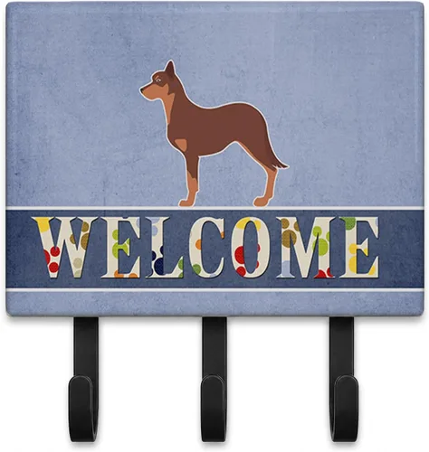 Vista 8 de Caroline's Treasures Afghan Hound - Gancho de pared de bienvenida, triple, multicolor Afghan Hound Welcome artwork on ceramic tile with three