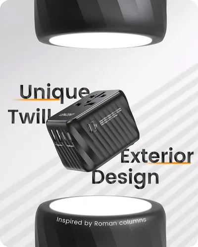 Vista 6 de LENCENT Adaptador de corriente de viaje universal, adaptador de enchufe de CA internacional con 5.6A 3 USB C 2 puertos USB A cargador de pared