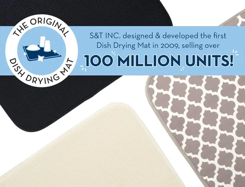 Vista 2 de S&T INC. Tapete de microfibra para secado de platos, reversible y absorbente para cocina, de 16 x 18 pulgadas, triángulos
