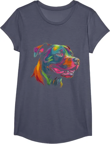 Vista 15 de Pit Bull Mom Dog Lover Colorido Artistic Pitbull Owner - Camiseta para mujer, Negro
