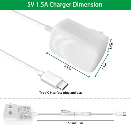 Vista 7 de Fuente de alimentación de 5 V 1.5 A, cargador de 5 voltios con puertos tipo C y micro USB, para Kindle de 5 voltios, teléfonos inteligentes