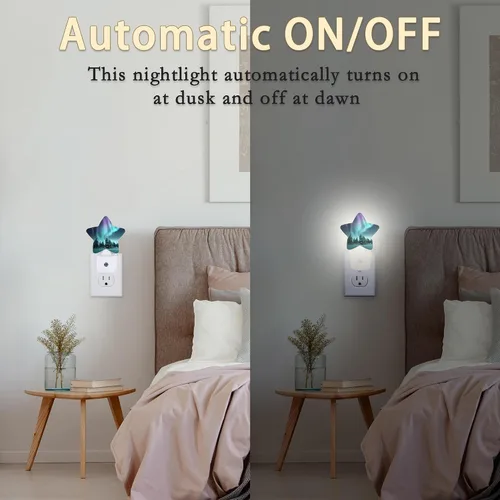 Vista 4 de Northern Lights Forest - Luz nocturna enchufable con sensor de atardecer a amanecer para dormitorio, baño y sala de estar, lámpara apta para dormir