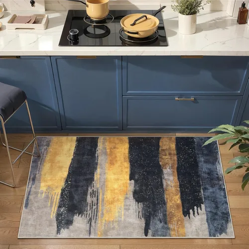 Vista 2 de Ciicool Alfombra moderna abstracta de 2 x 3 pulgadas, lavable, pequeña, antideslizante, de pelo bajo, alfombra de entrada plegable para cocina