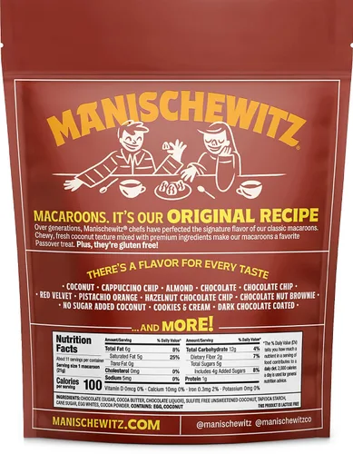 Vista 2 de Manishewitz Mehadrin, macarrones de coco con doble recubrimiento de chocolate de 8 onzas (paquete de 2) bolsa resellable, sin lácteos, sin gluten