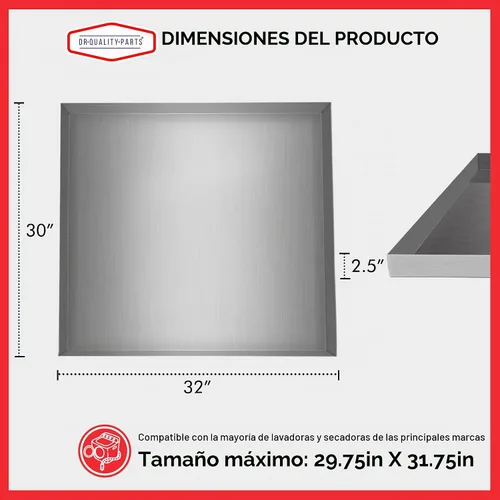 Vista 4 de Bandeja de drenaje de lavadora resistente, bandeja de goteo de acero galvanizado para lavandería, protección del suelo, carga superior, secadora