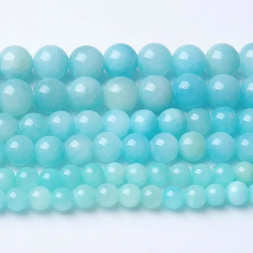 Vista 48 de Cuentas sueltas redondas de gemas naturales cuentas de piedra de energía de cristal para hacer joyas 15" (calcedonia afgana, 6 mm)