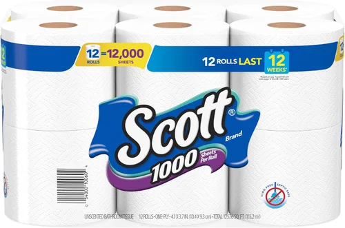 Vista 11 de Scott 1000 papel higiénico, 8 rollos, apto para tanque séptico, papel higiénico de 1 capa