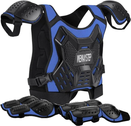 Vista 13 de Protector de Pecho para Bicicleta de Tierra para Niños - Chaleco de Armadura de Motocicleta Motocross con Rodilleras y Coderas - Traje de Protección