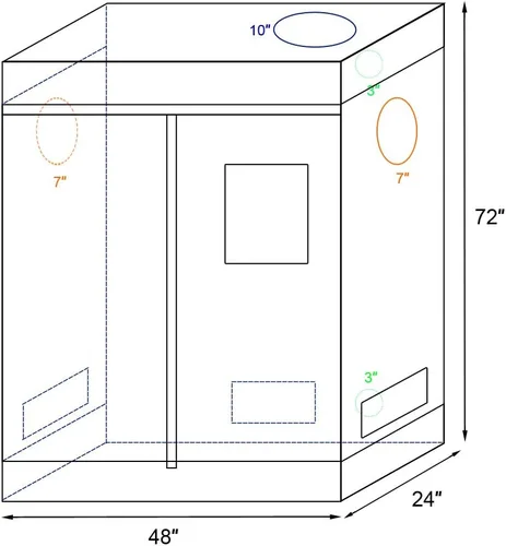 Vista 5 de Outvita Carpa de Cultivo de 47" x 24" x 70", Cuarto de Cultivo de Plantas Hidropónicas con Mylar Altamente Reflectante con Bandeja de Piso Removible