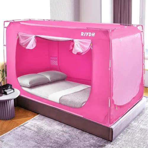 Vista 13 de RIYDH Tienda de campaña para cama tamaño individual XL para adultos y niños, diseño original, tienda de campaña portátil de ensueño para interiores