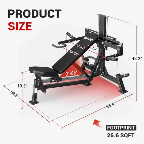 Vista 10 de GMWD Chest Press Machine, Bench Press Machine with Independent Converging Arms, Adjustable Flat Incline Bench for Chest, AB Workouts, Shoulder Home
