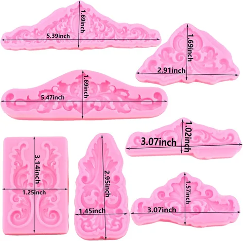 Vista 2 de Mujiang Moldes de silicona de estilo barroco para fondant de encaje, borde de encaje, molde de caramelo para cupcakes, decoración de pasteles, pasta