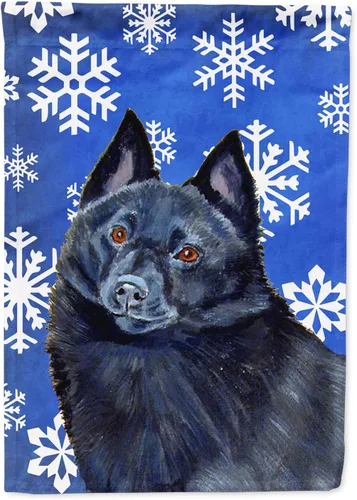 Vista 212 de Caroline's Treasures SC9374GF Bulldog English Snow flakes Holiday Garden Flag Buzón Bandera decorativa para patio exterior, patio, obras de arte