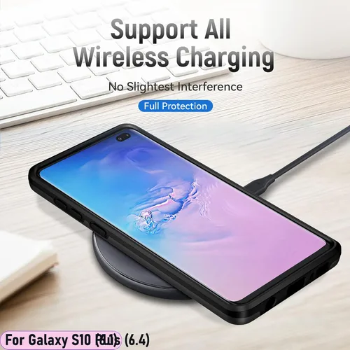 Vista 6 de Funda híbrida de doble capa para Galaxy S10 Plus/S10+ de 6.4 pulgadas, resistente a los golpes, resistente a los golpes, con 1 soporte magnético
