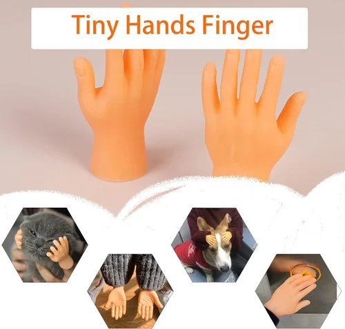 Vista 5 de 14 piezas de manos de dedo diminutas, manos de dedo mini de goma premium, marionetas de mano plana estilo mini para espectáculo de títeres 14 manos