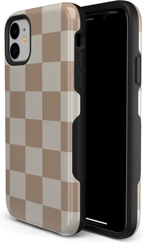 Vista 2 de Funda para iPhone 11 Casely Verificación de ajuste Funda neutra de cuadros en tablero