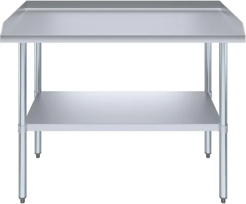 Vista 2 de AmGood Mesa de trabajo comercial con protector antisalpicaduras y protectores laterales Altura: 35" Mesa de preparación de acero inoxidable