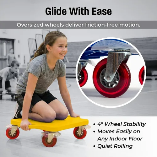 Vista 4 de Cosom Scooter Board, 16 Inch Premium Sit & Scoot Board with 4 Inch Non-Marring Performance Wheels, Double Race Bearings, & Safety Handles, Physical