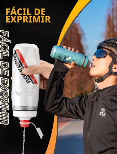 Vista 3 de ROCKBROS Botella de agua para bicicleta de 21 onzas, botella de agua para bicicleta para 5 horas de aislamiento, botella de agua deportiva Negro