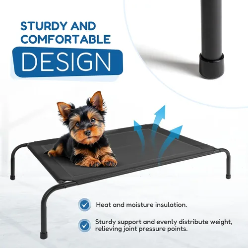 Vista 2 de FluffyDream Cama elevada de enfriamiento para perro, camas portátiles elevadas para perros, patas antideslizantes, cama hamaca portátil y duradera