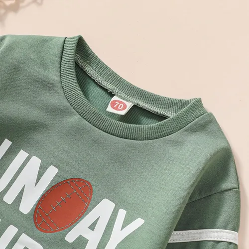 Vista 4 de Eadrioss Traje de fútbol para bebé recién nacido, niños y niñas, camiseta de cuello redondo, sudadera con cuello redondo